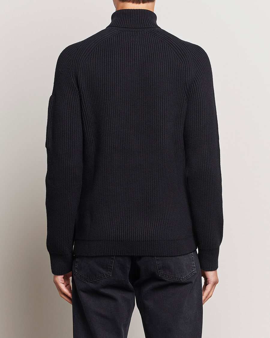 Men | Sweaters & Knitwear | C.P. Company | Full Rib Knitted Cotton Rollneck Black