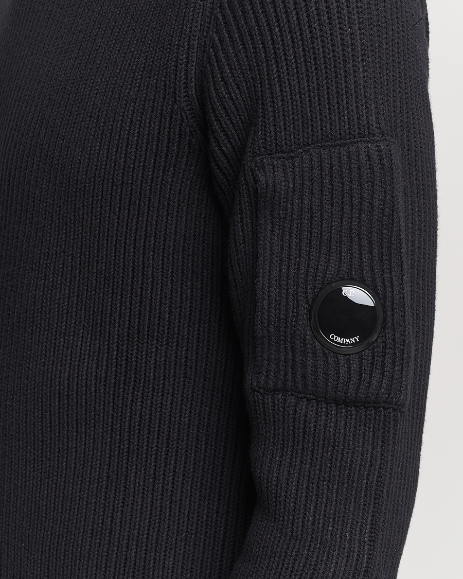 Men | Sweaters & Knitwear | C.P. Company | Full Rib Knitted Cotton Rollneck Black