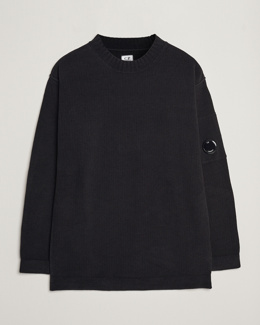 Men | Sweaters & Knitwear | C.P. Company | Chenille Cotton Crewneck Black