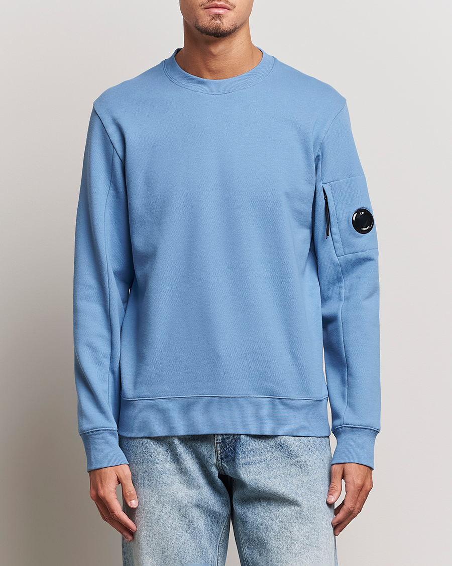Men | C.P. Company | C.P. Company | Diagonal Raised Fleece Lens Sweatshirt Blue