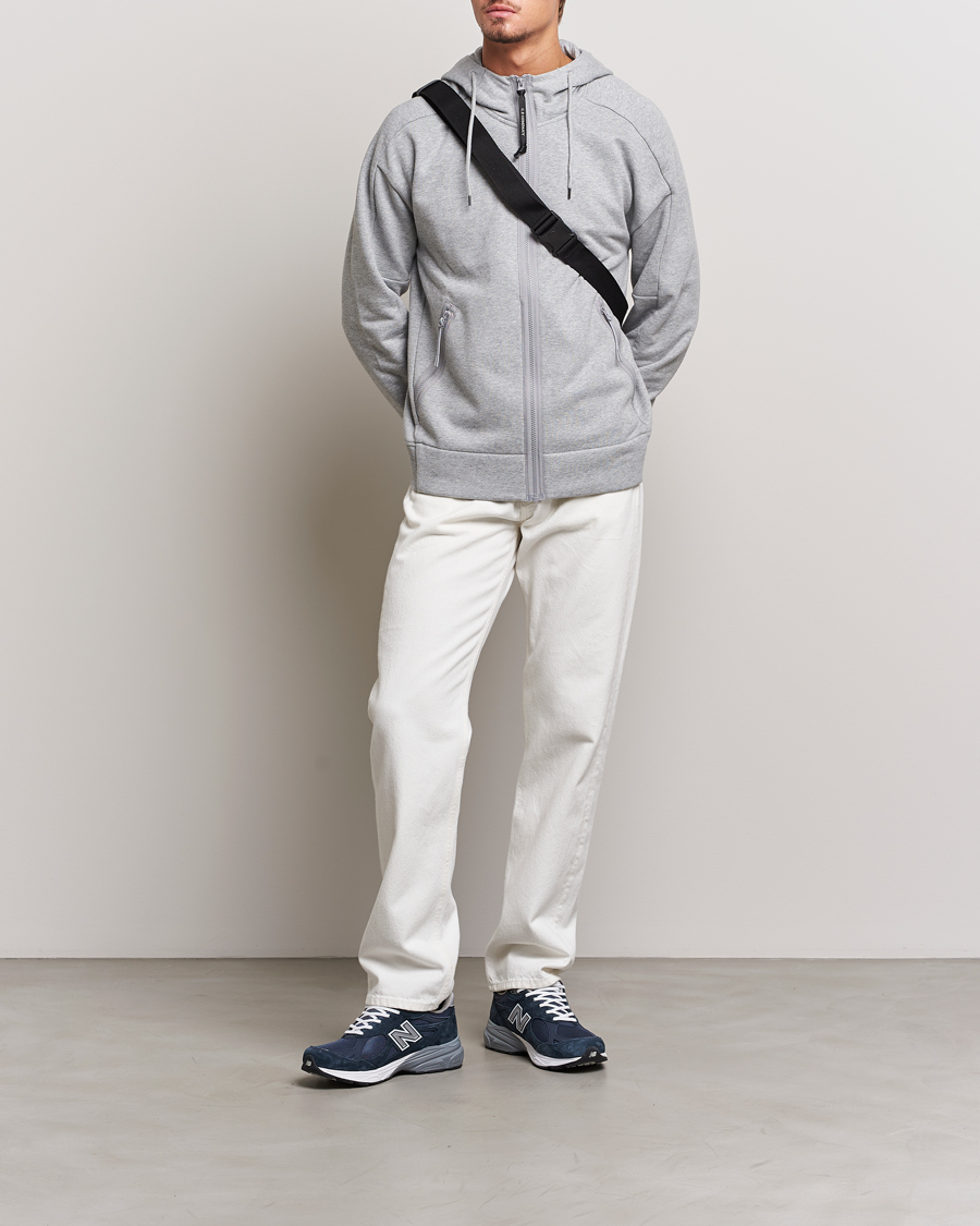 Men | Sweaters & Knitwear | C.P. Company | Diagonal Raised Fleece Full Zip Goggle Hoodie Grey