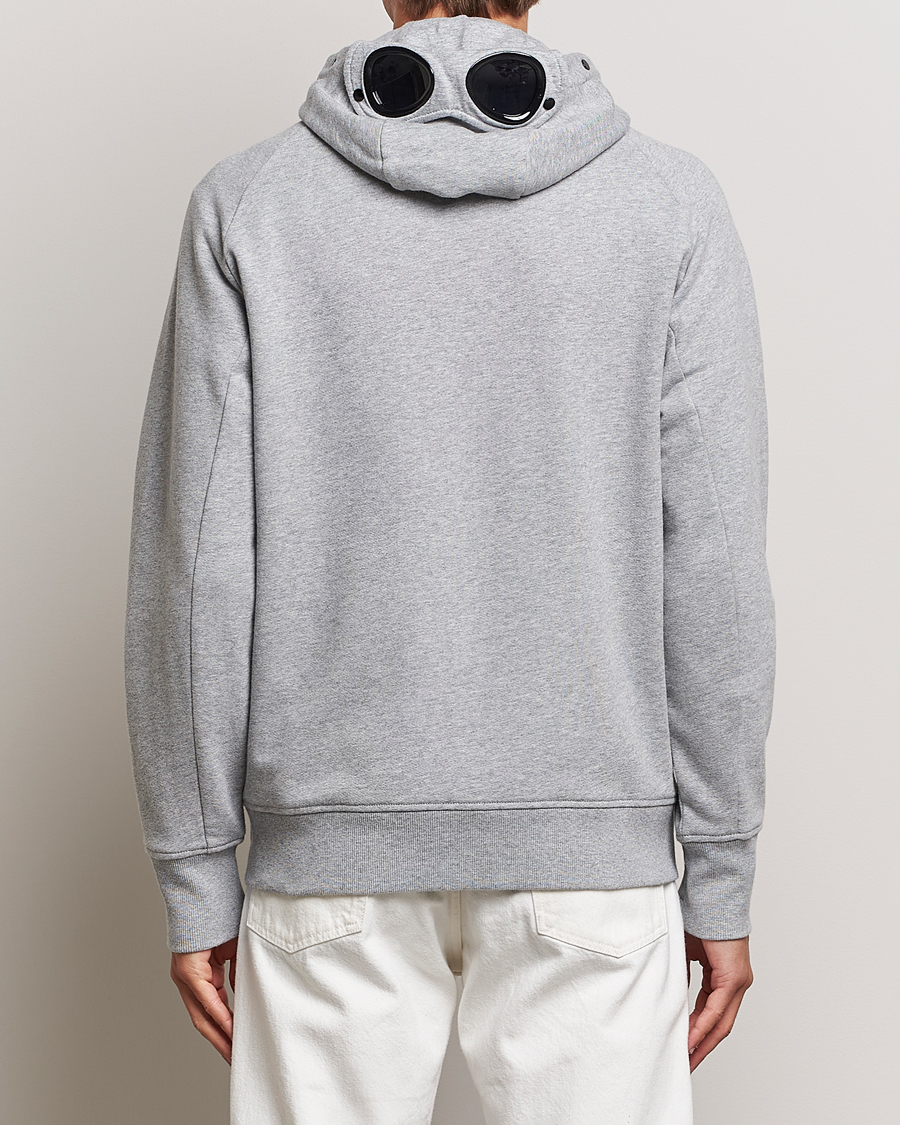 Men | Sweaters & Knitwear | C.P. Company | Diagonal Raised Fleece Full Zip Goggle Hoodie Grey