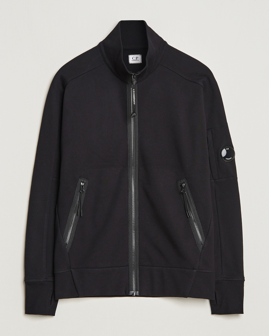Men |  | C.P. Company | Diagonal Raised Fleece Full Zip Lens Sweatshirt Black