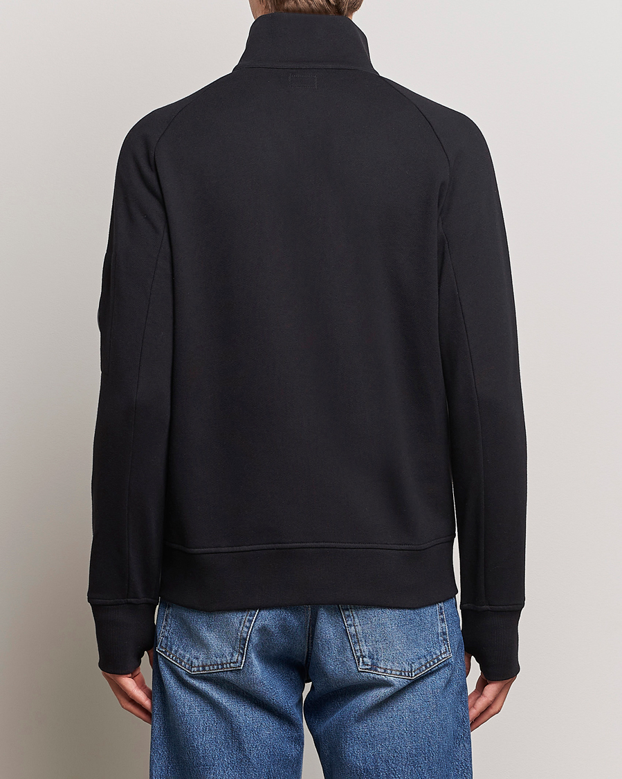 Men | Sweaters & Knitwear | C.P. Company | Diagonal Raised Fleece Full Zip Lens Sweatshirt Black