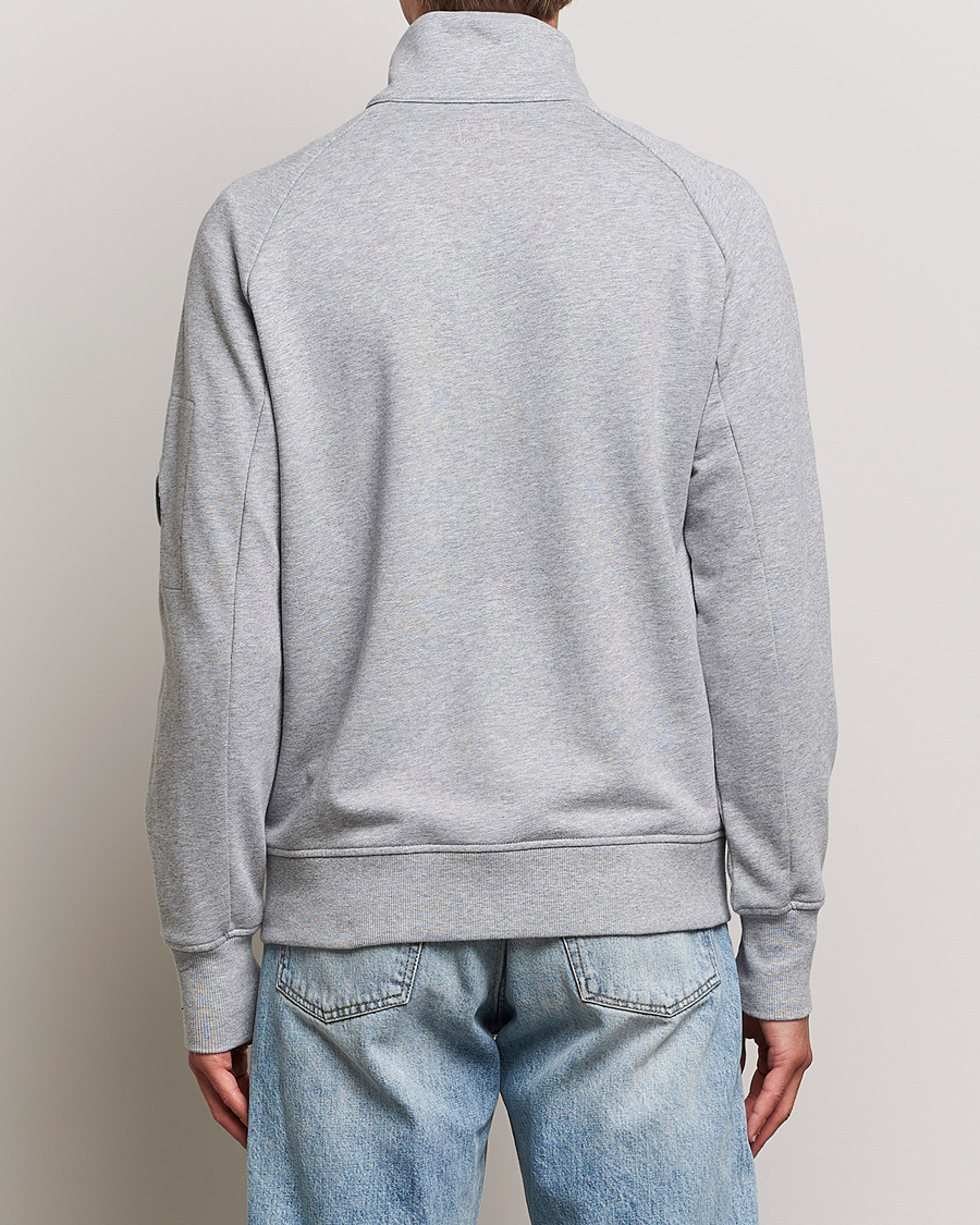 Men | Fleece Sweaters | C.P. Company | Diagonal Raised Fleece Full Zip Lens Sweatshirt Grey
