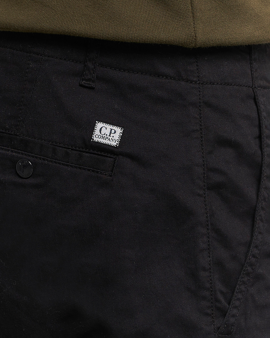 Men | Trousers | C.P. Company | Stretch Satin Lens Cargo Pants Black
