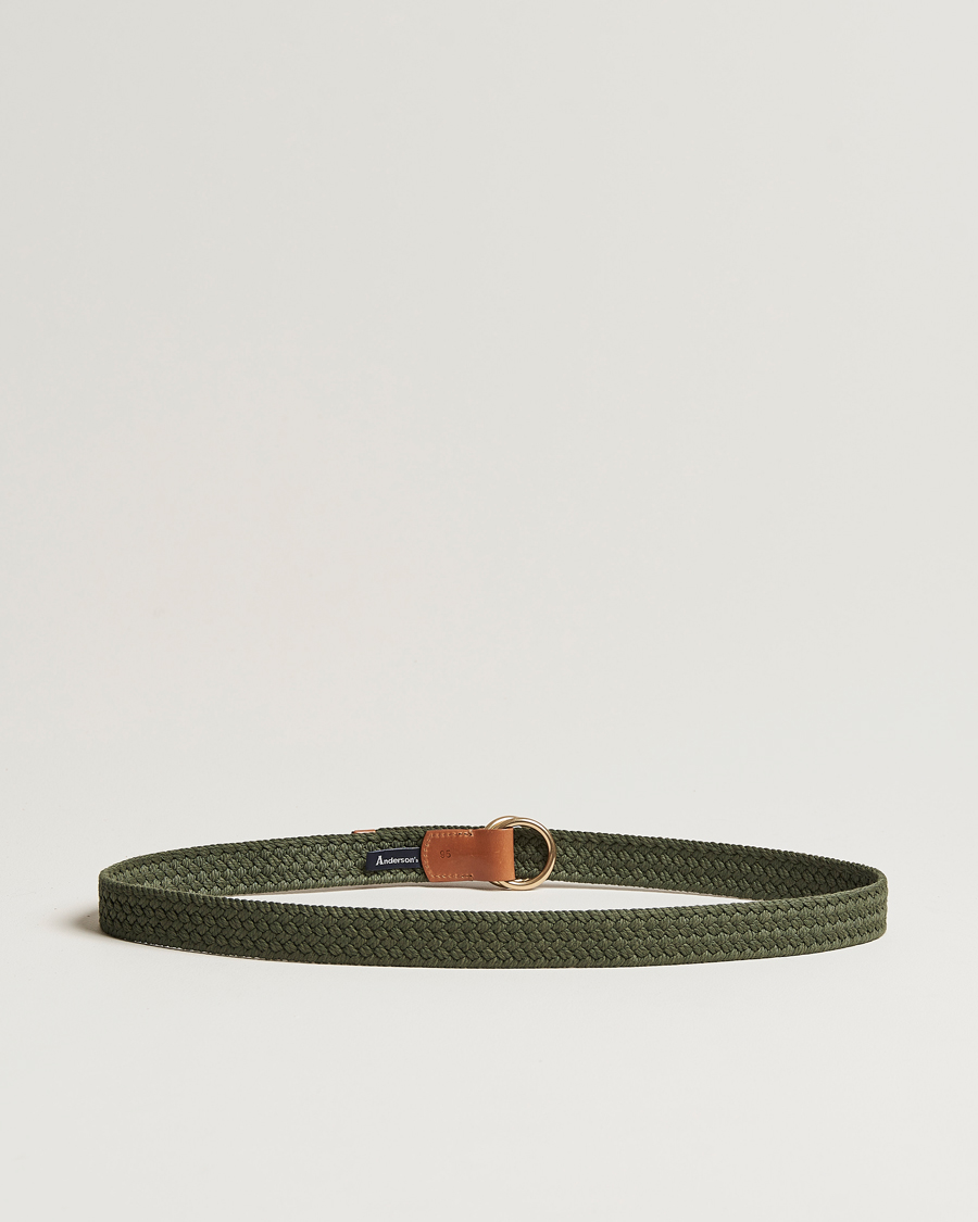 Men | Belts | Anderson's | Woven Cotton Belt Green