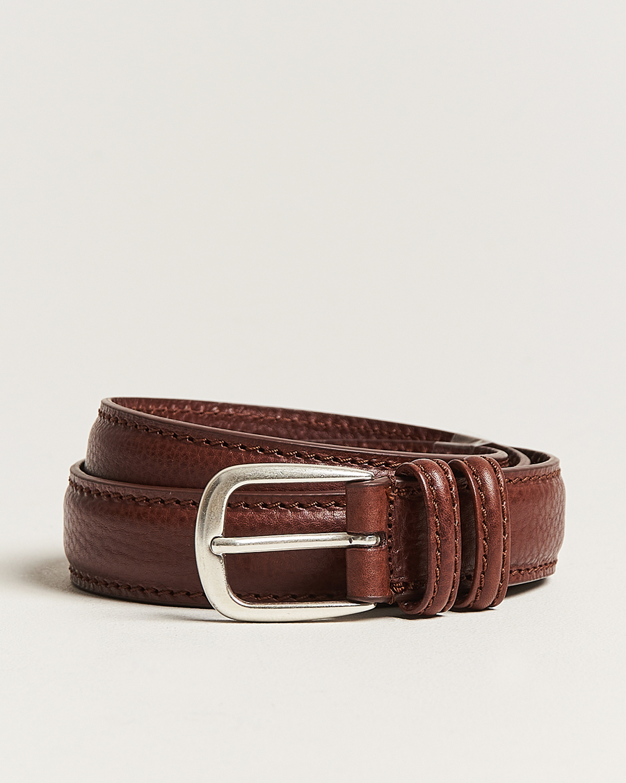 Men |  | Anderson's | Grained Leather Belt 3 cm Brown