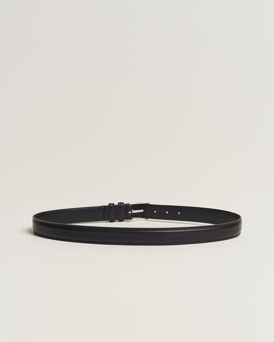 Men | Belts | Anderson's | Grained Leather Belt 3 cm Black