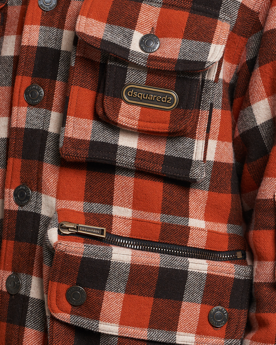 Dsquared2 Flannel Check Wool Jacket Rust/Blue at CareOfCarl.com