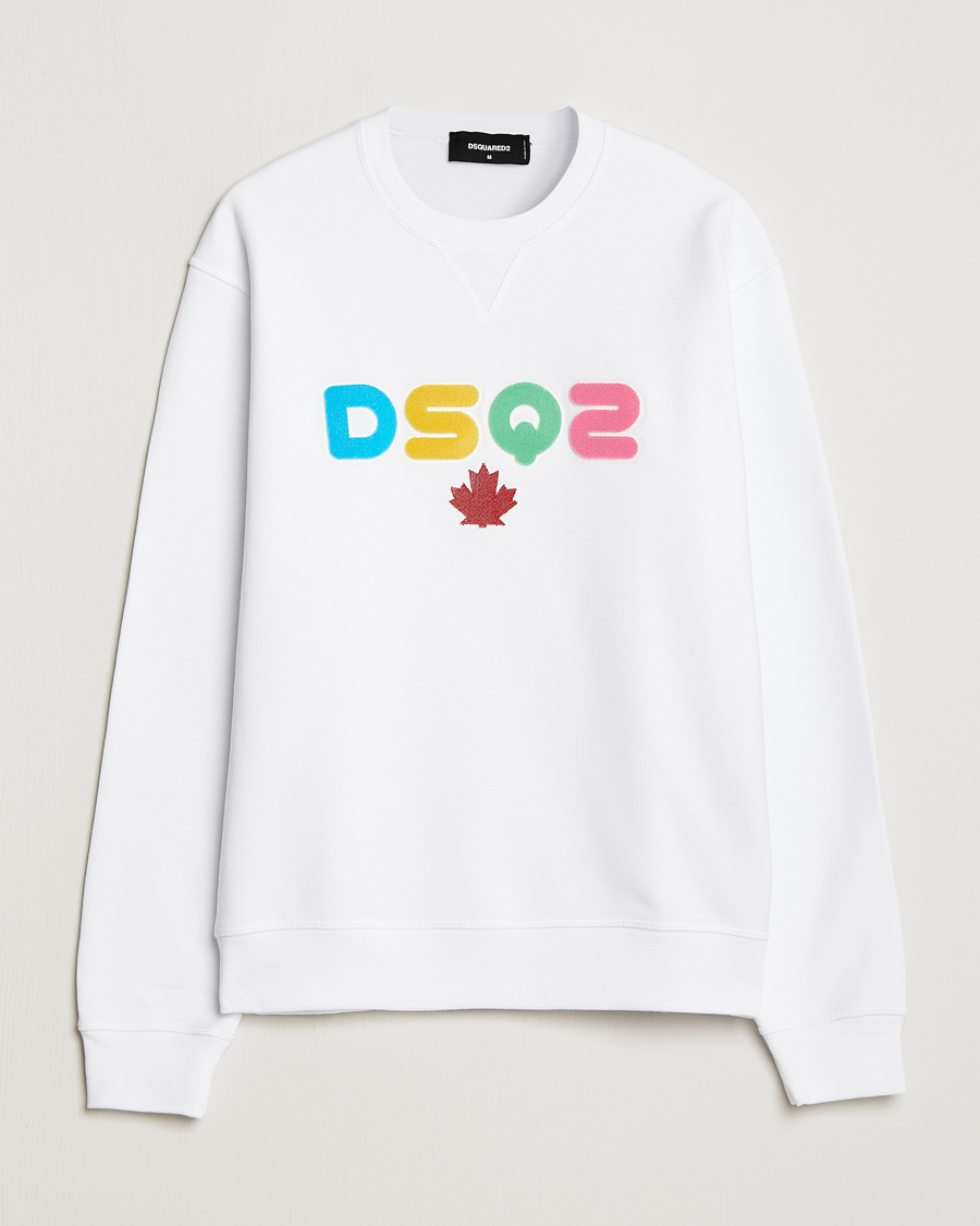 Men | Sweaters & Knitwear | Dsquared2 | Cool Fit Leaf Sweatshirt White