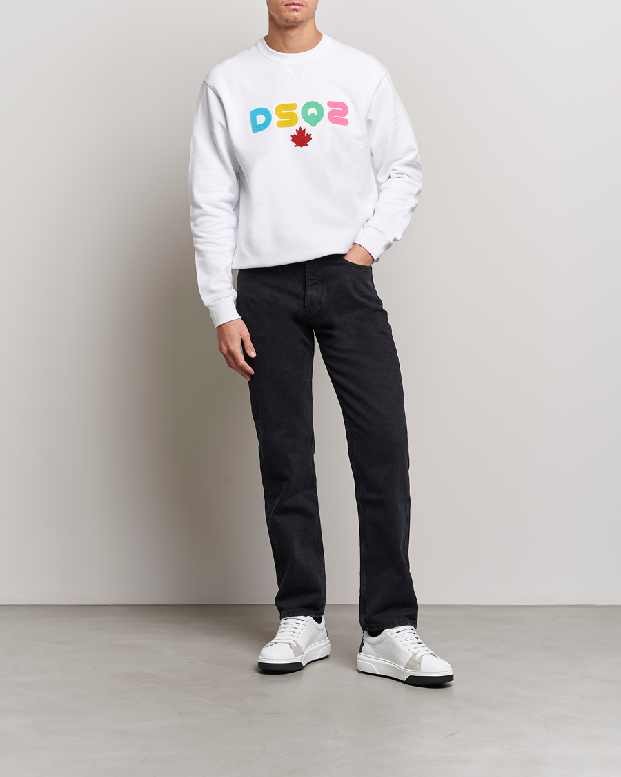 Men | Sweaters & Knitwear | Dsquared2 | Cool Fit Leaf Sweatshirt White