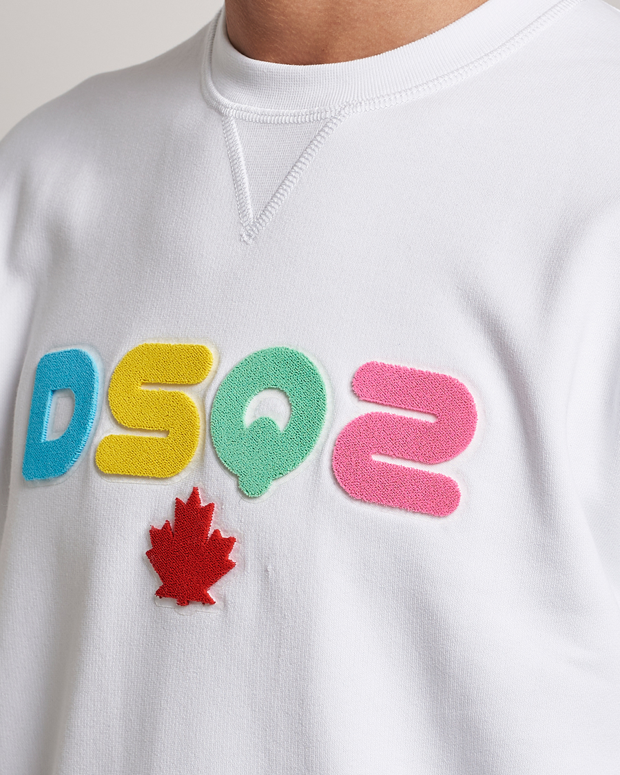 Men | Sweaters & Knitwear | Dsquared2 | Cool Fit Leaf Sweatshirt White