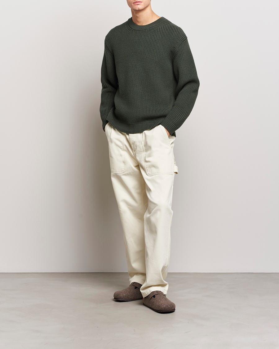 Men | Sweaters & Knitwear | Jeanerica | Paul Heavy Knitted Crew Neck Dark Green