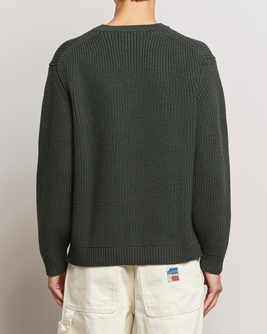 Men | Sweaters & Knitwear | Jeanerica | Paul Heavy Knitted Crew Neck Dark Green