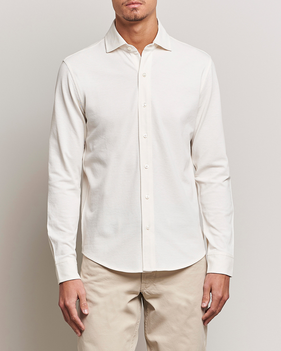 Men | Polo Shirts | Ralph Lauren Purple Label | Washed Cotton Pique Shirt Cream