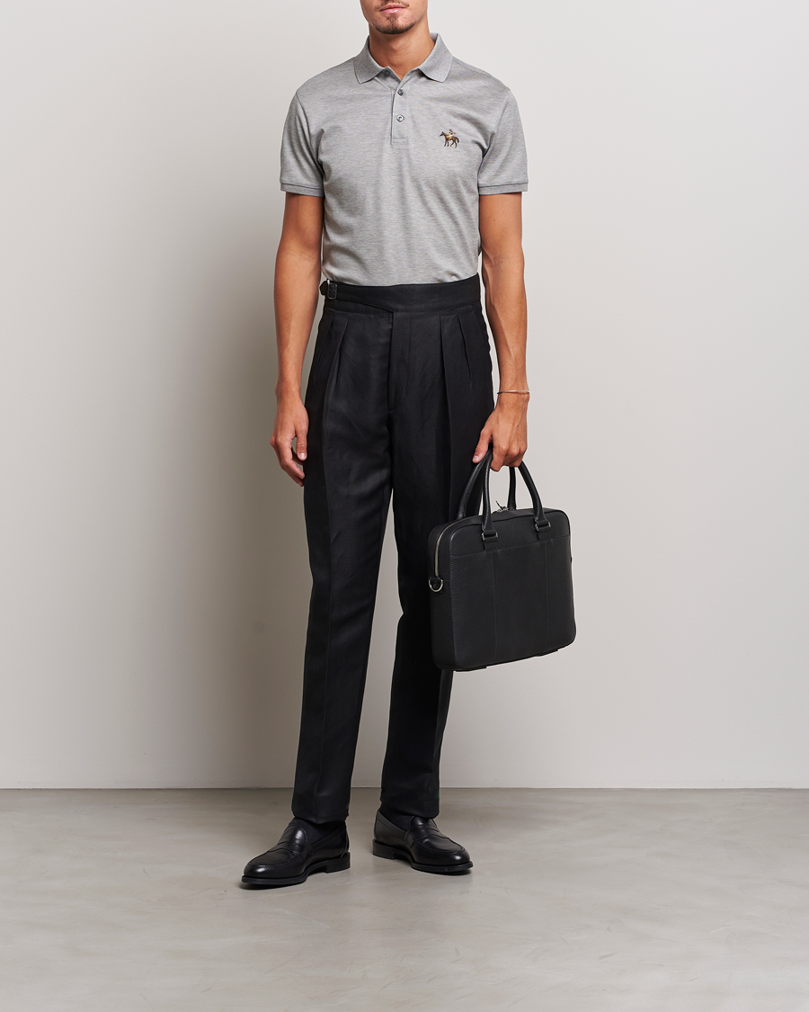 Men | Polo Shirts | Ralph Lauren Purple Label | Mercerized Cotton Polo Light Grey Heather