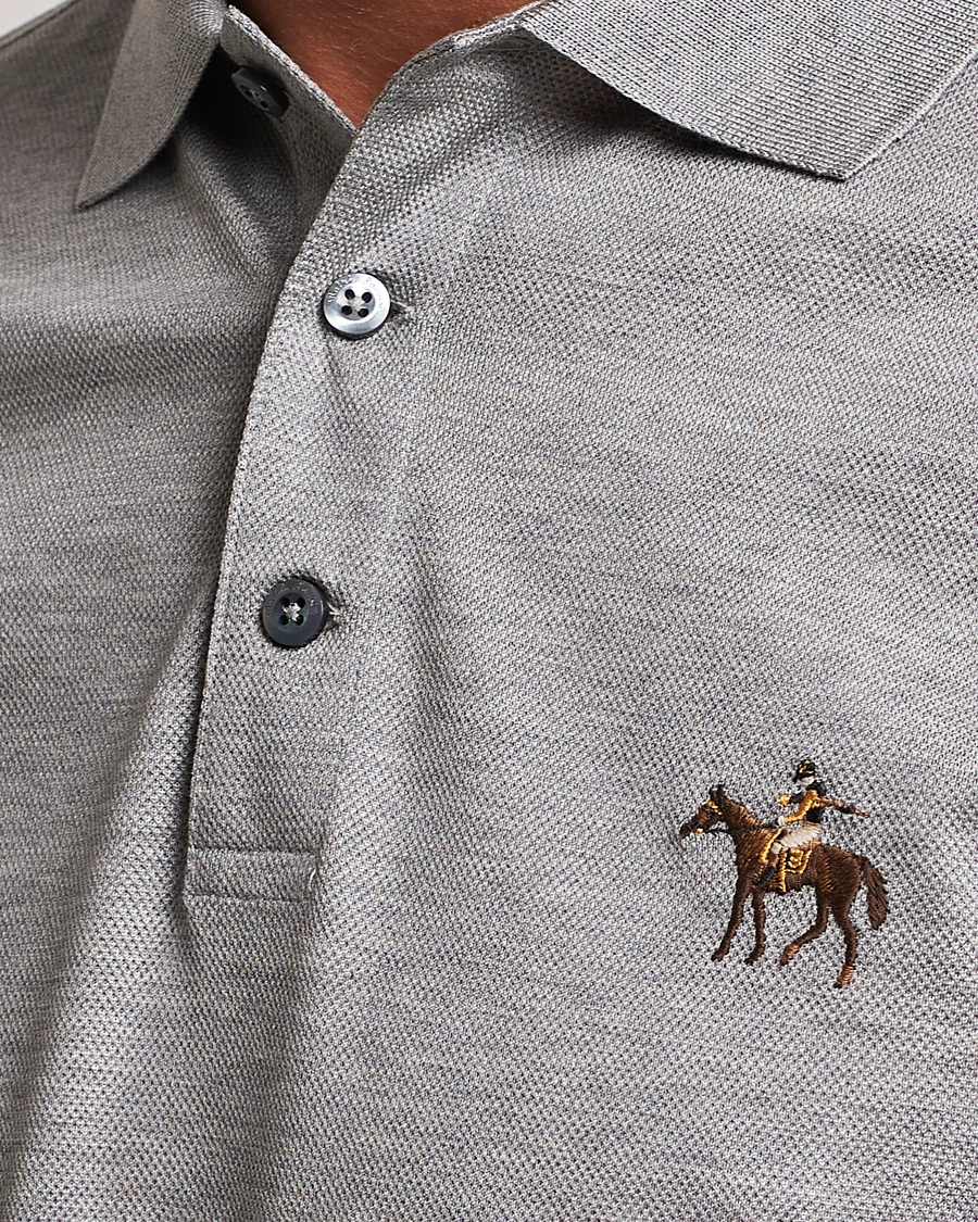 Men | Polo Shirts | Ralph Lauren Purple Label | Mercerized Cotton Polo Light Grey Heather
