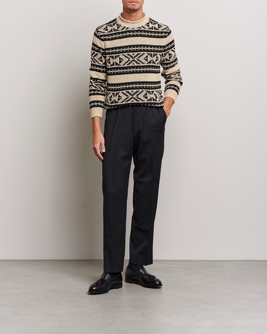 Men | Sweaters & Knitwear | Ralph Lauren Purple Label | Geo Pattern Sweater Cream