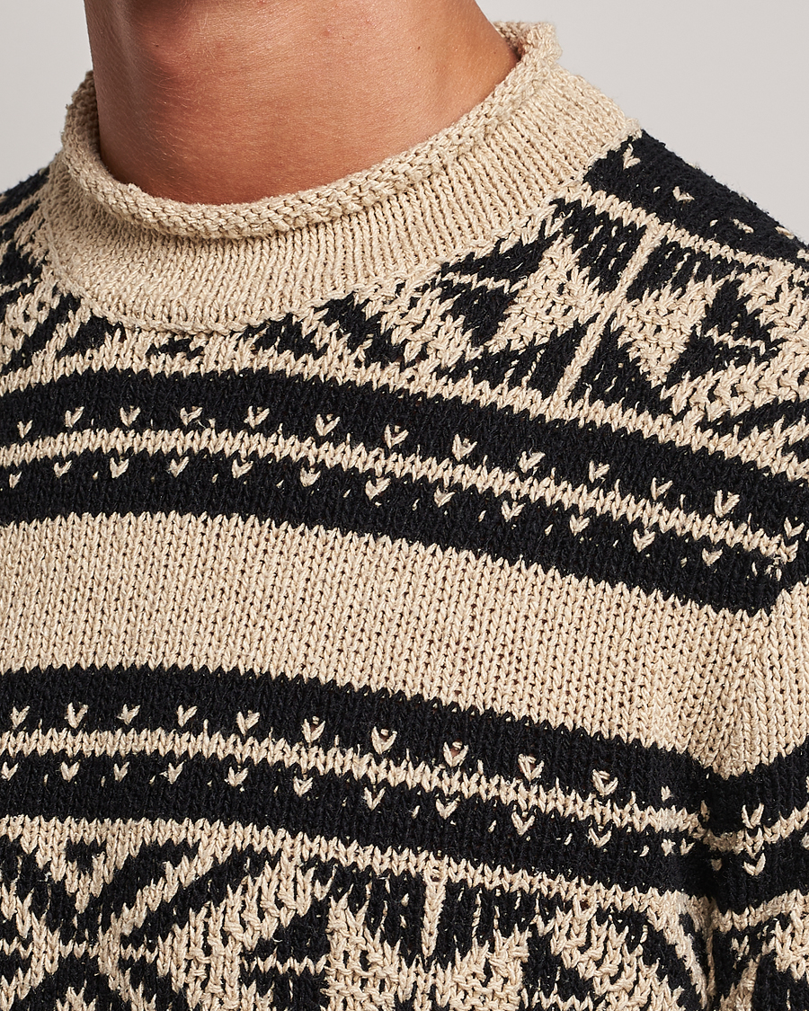 Men | Sweaters & Knitwear | Ralph Lauren Purple Label | Geo Pattern Sweater Cream