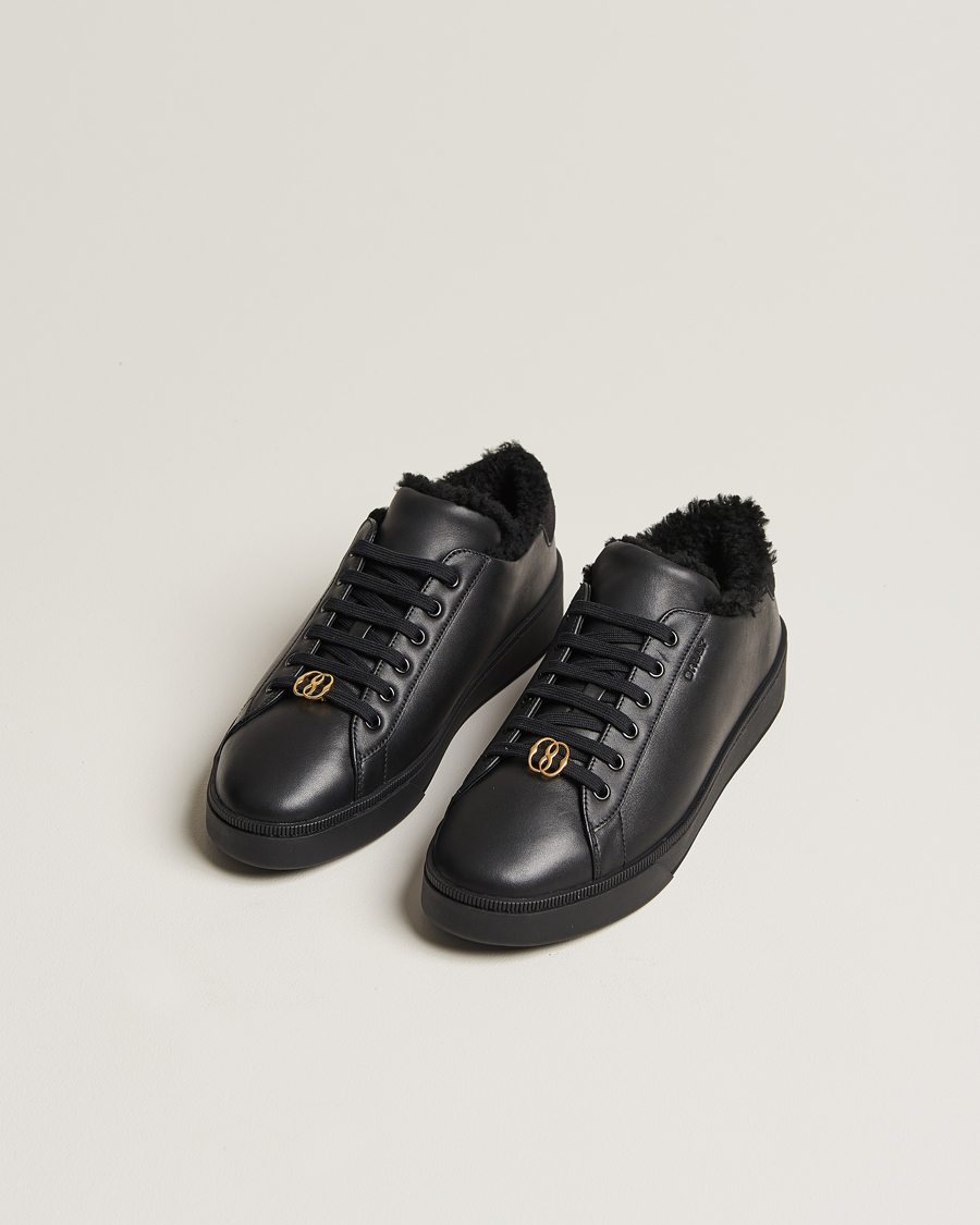 Men | Luxury Brands | Bally | Ryver Leather Shearling Sneaker Black