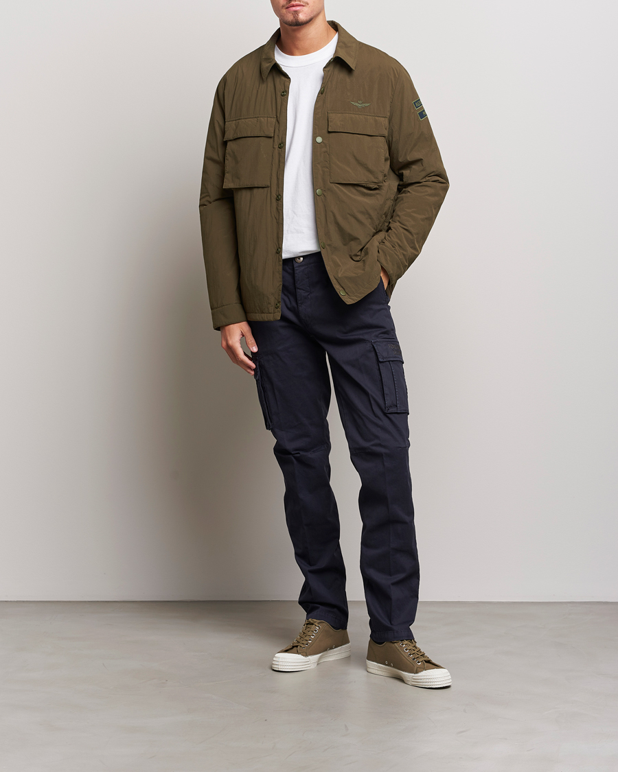 Men | Coats & Jackets | Aeronautica Militare | Light Padded Pocket Shirt Jacket Off Green