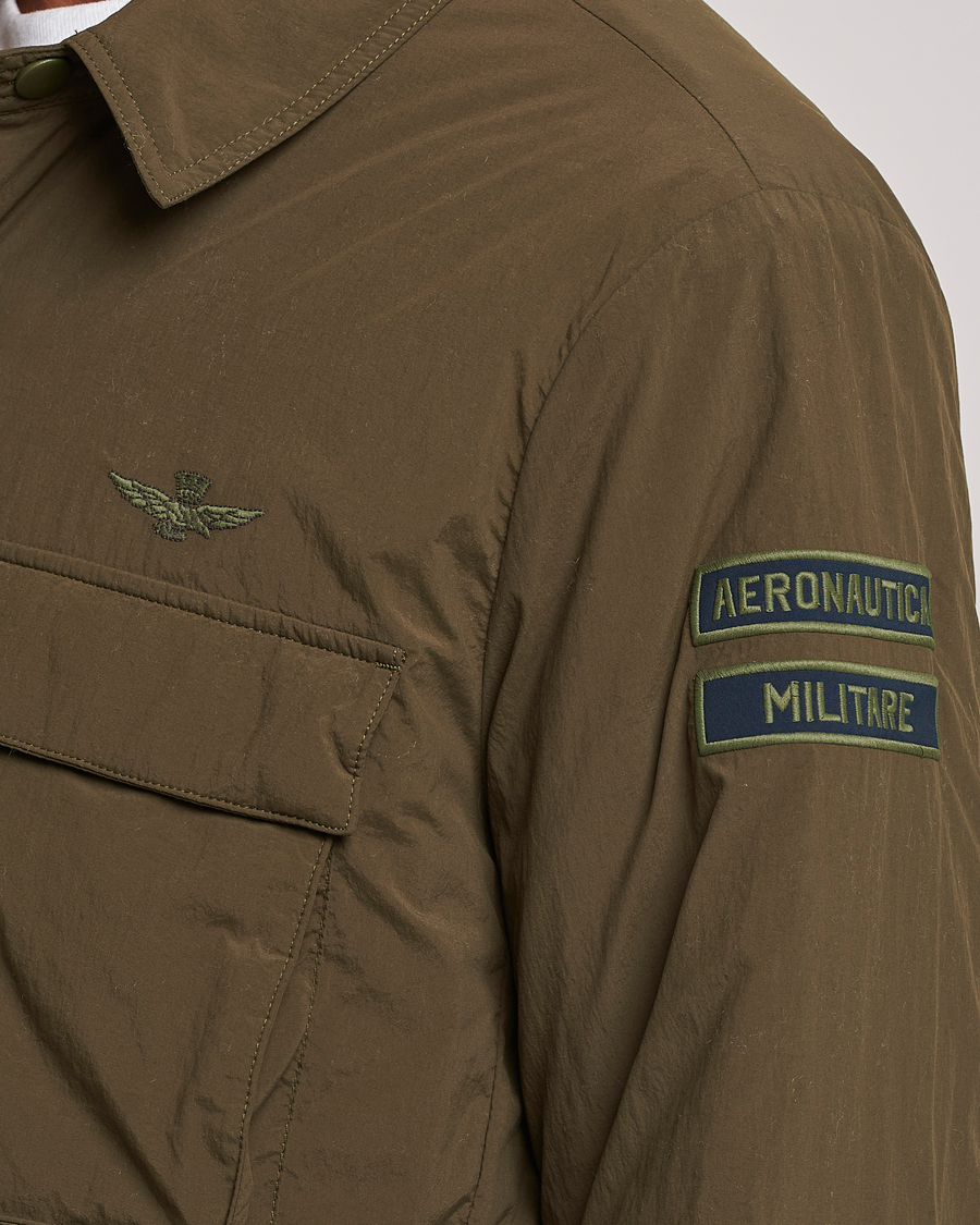 Men | Coats & Jackets | Aeronautica Militare | Light Padded Pocket Shirt Jacket Off Green