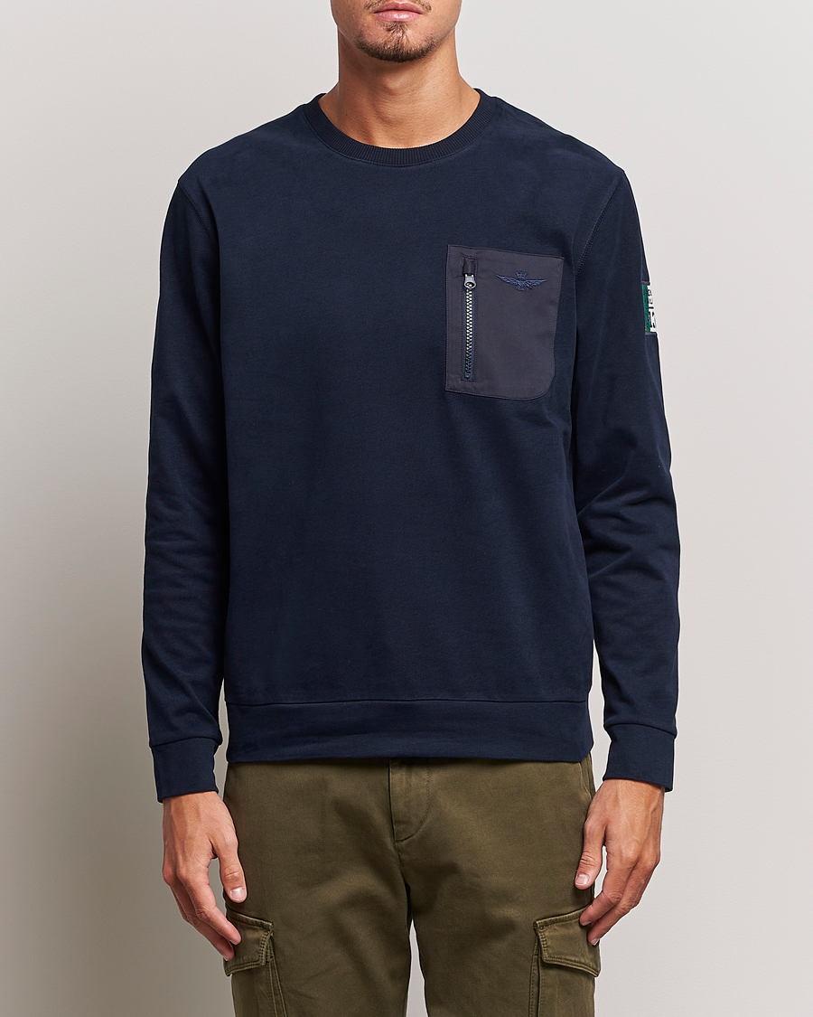 Men |  | Aeronautica Militare | Felpa Cotton Pocket Sweatshirt Dark Blue