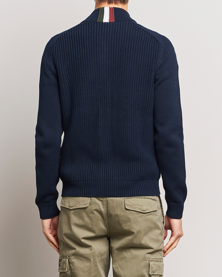 Men | Sweaters & Knitwear | Aeronautica Militare | Cotton Ribbed Knitted Cardigan Dark Blue