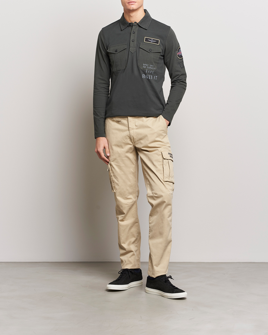 Men | Sweaters & Knitwear | Aeronautica Militare | Pocket Long Sleeve Polo Dark Green