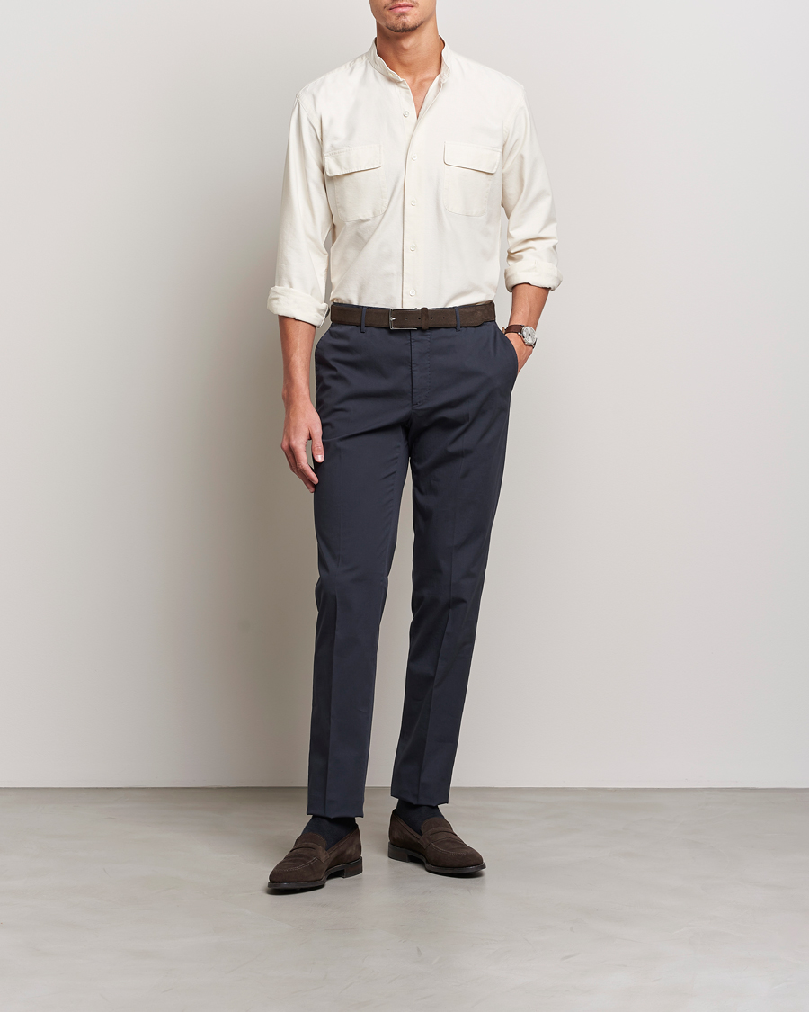 Men | Shirts | Kamakura Shirts | Vintage Ivy Band Collar Shirt Beige