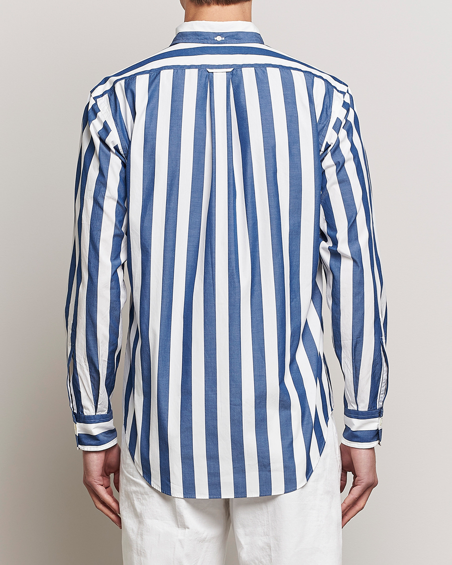 Men | Shirts | Kamakura Shirts | Vintage Ivy Button Down Shirt Blue Stripe