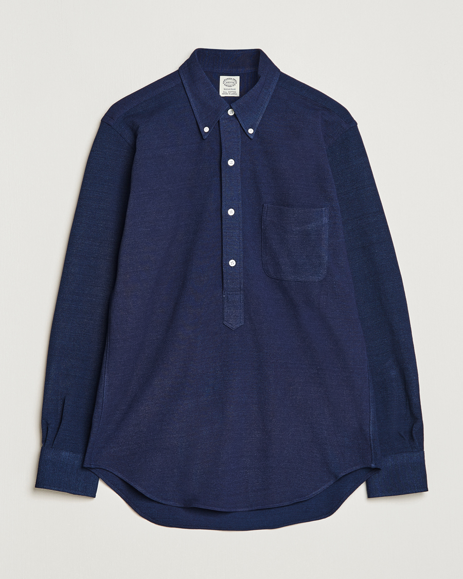 Men |  | Kamakura Shirts | Vintage Ivy Knit Popover Shirt Navy