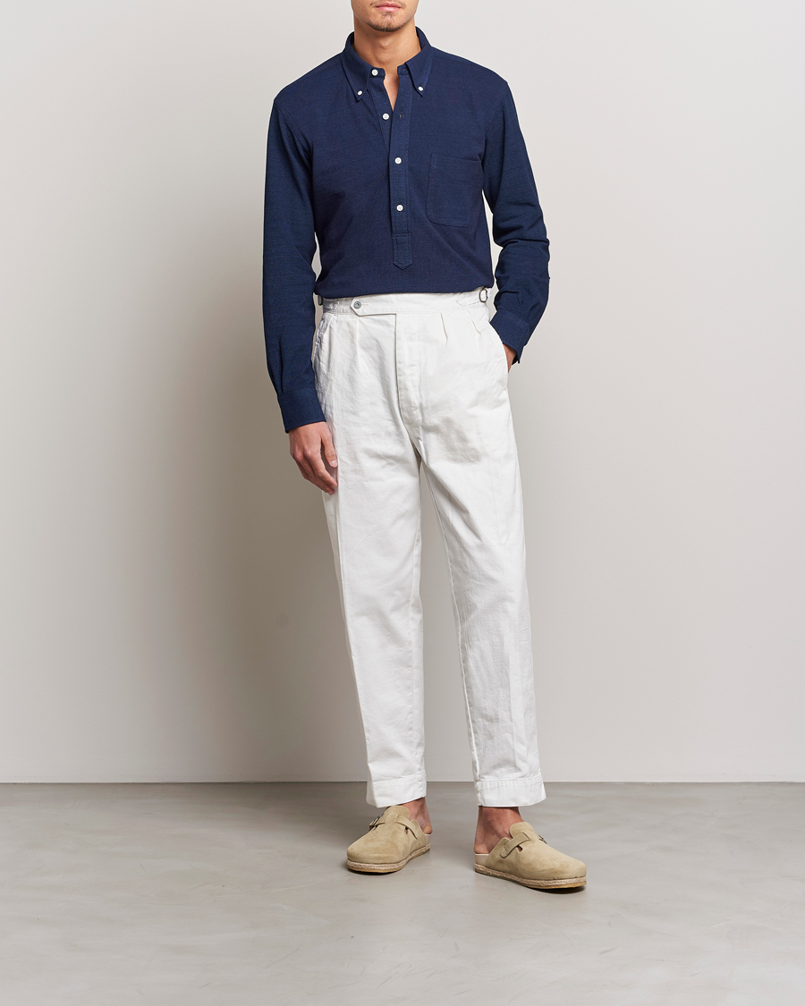 Men | Shirts | Kamakura Shirts | Vintage Ivy Knit Popover Shirt Navy