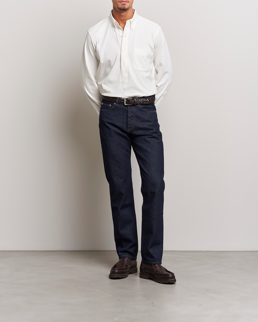 Men | Shirts | Kamakura Shirts | Vintage Ivy Knit Popover Shirt Off White