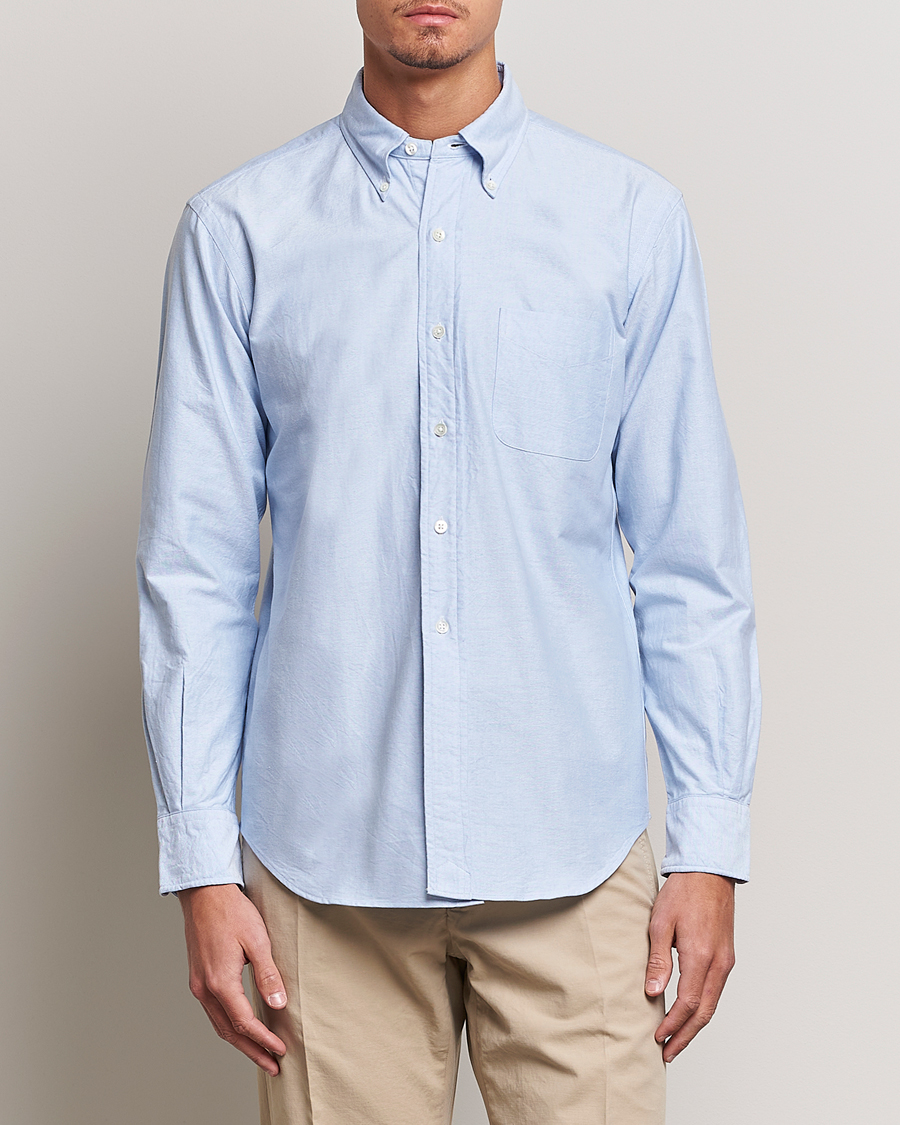 Men | Shirts | Kamakura Shirts | Vintage Ivy Oxford Button Down Shirt Light Blue