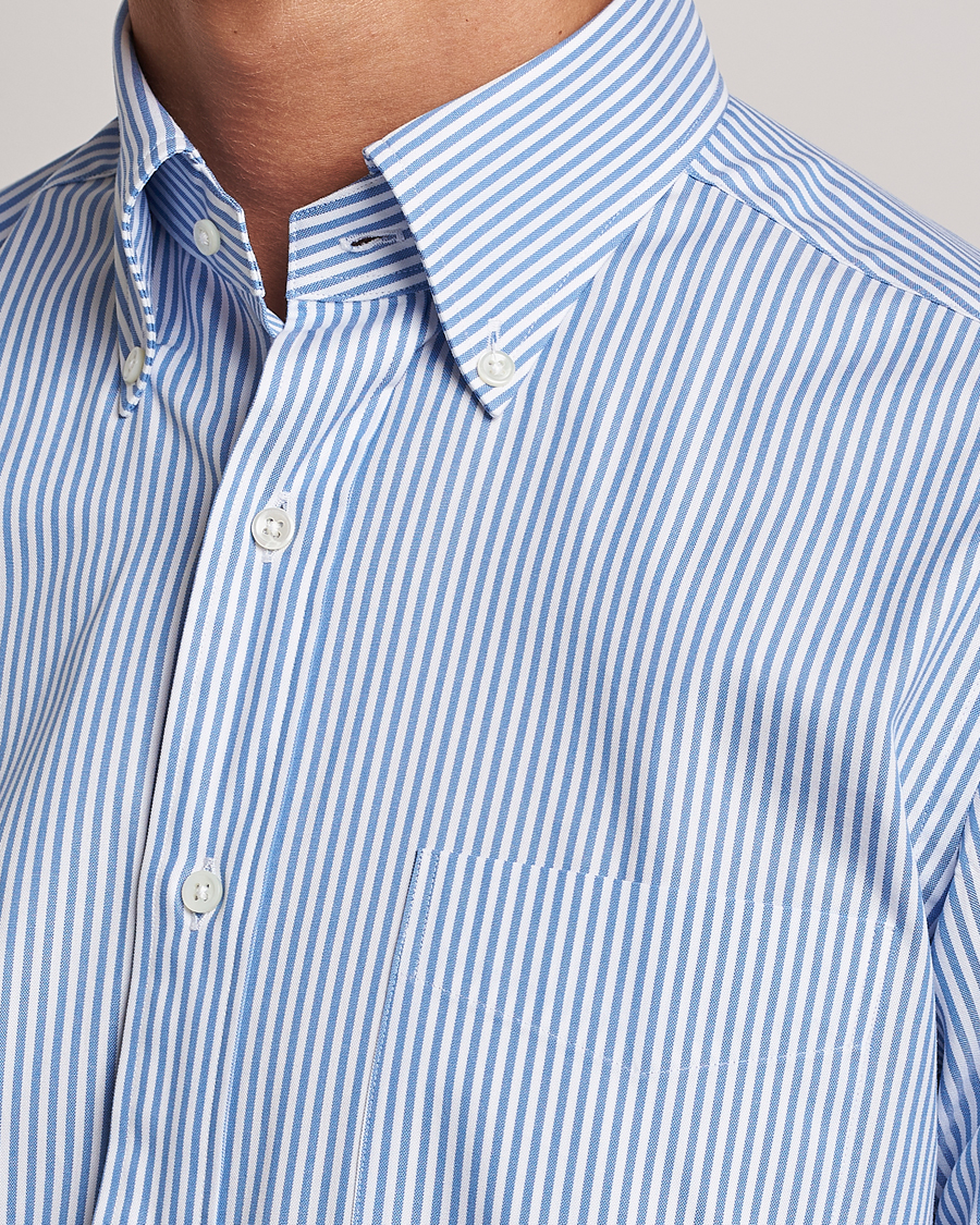 Kamakura Shirts Slim Fit Oxford BD Shirt Blue Bengal Stripe