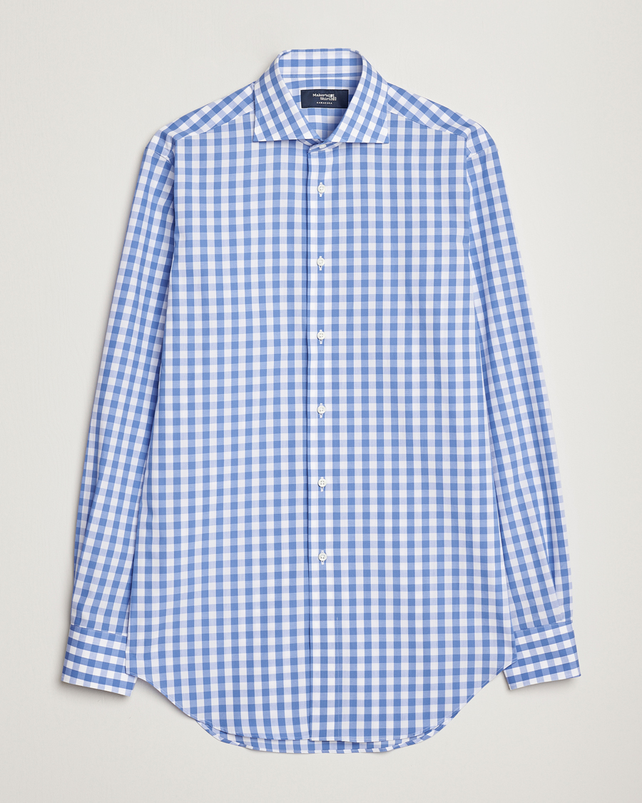 Men |  | Kamakura Shirts | Slim Fit Broadcloth Spread Shirt Blue Gingham