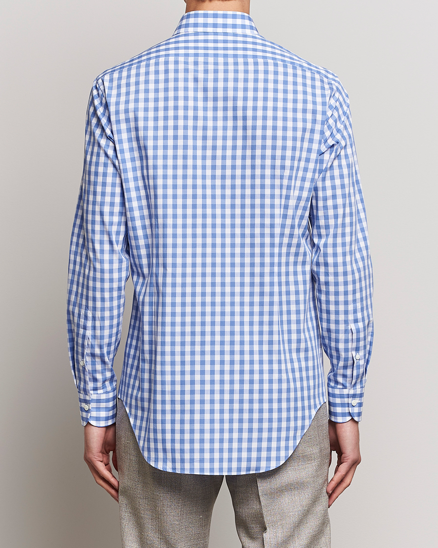 Men | Shirts | Kamakura Shirts | Slim Fit Broadcloth Spread Shirt Blue Gingham