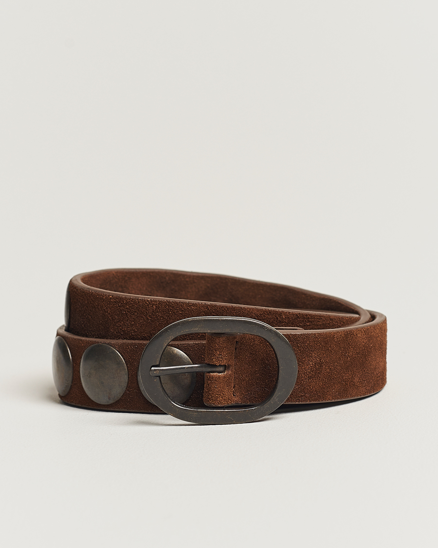 Men | Massimo Alba Mik Studded Suede Belt Tobacco | Massimo Alba | Mik Studded Suede Belt Tobacco