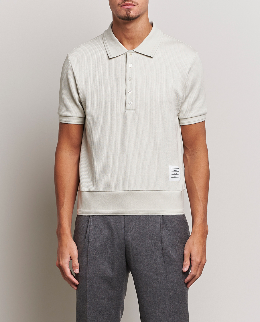 Men | Thom Browne | Thom Browne | Short Sleeve Knitted Polo Natural White