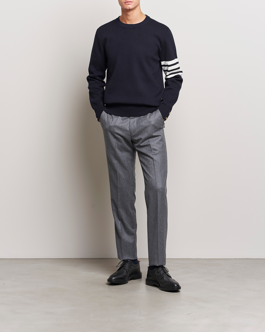 Men | Sweaters & Knitwear | Thom Browne | Milano Stitch Crew Neck Navy