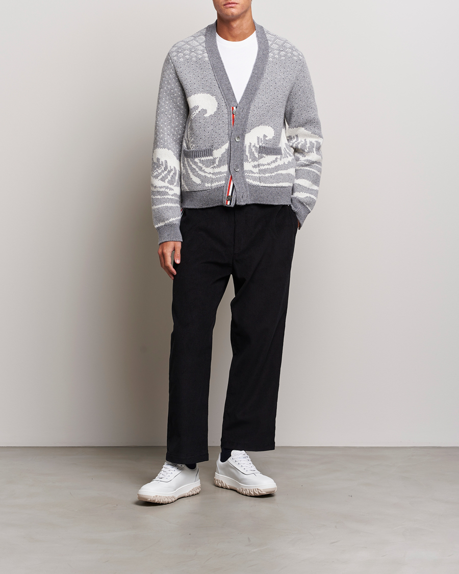 Men | Sweaters & Knitwear | Thom Browne | Fair Isle Jacquard Cardigan Grey