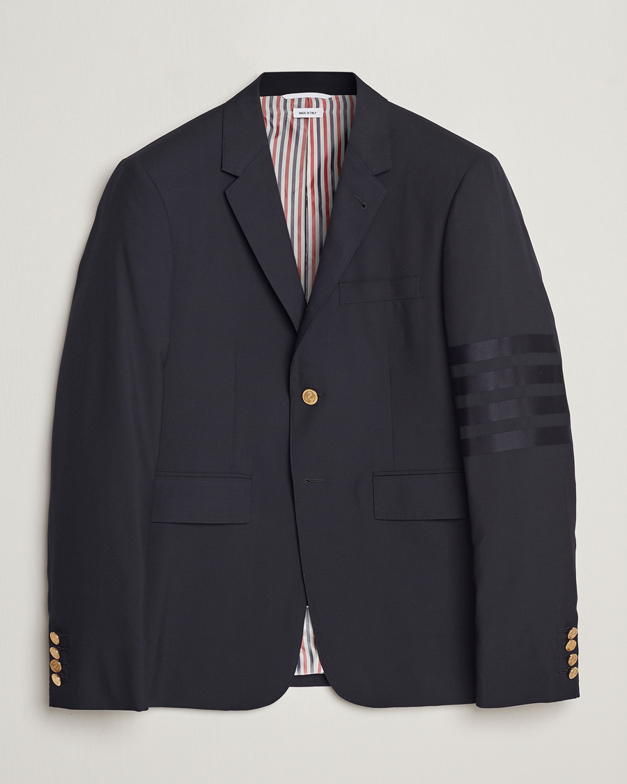 Men | Blazers | Thom Browne | Tonal 4 Bar Wool Blazer Navy