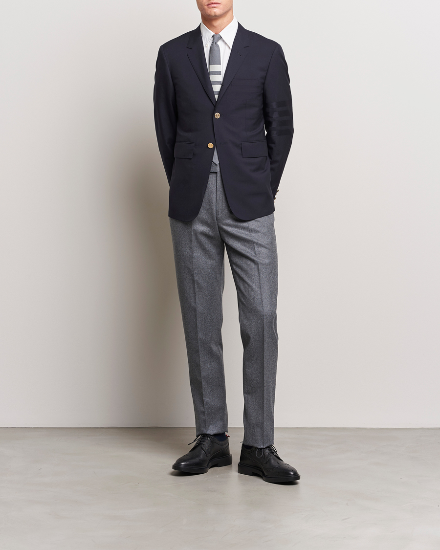 Men | Blazers | Thom Browne | Tonal 4 Bar Wool Blazer Navy