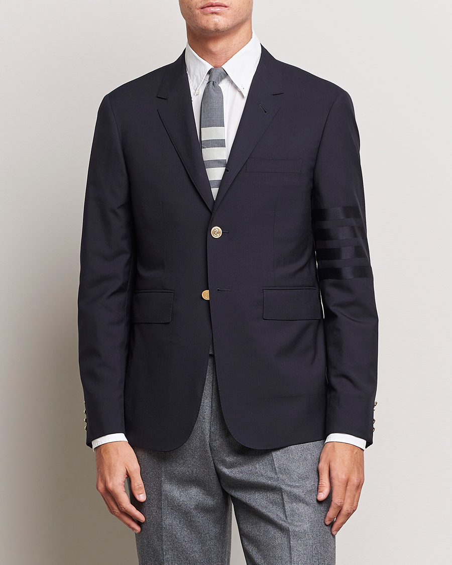 Men | Blazers | Thom Browne | Tonal 4 Bar Wool Blazer Navy
