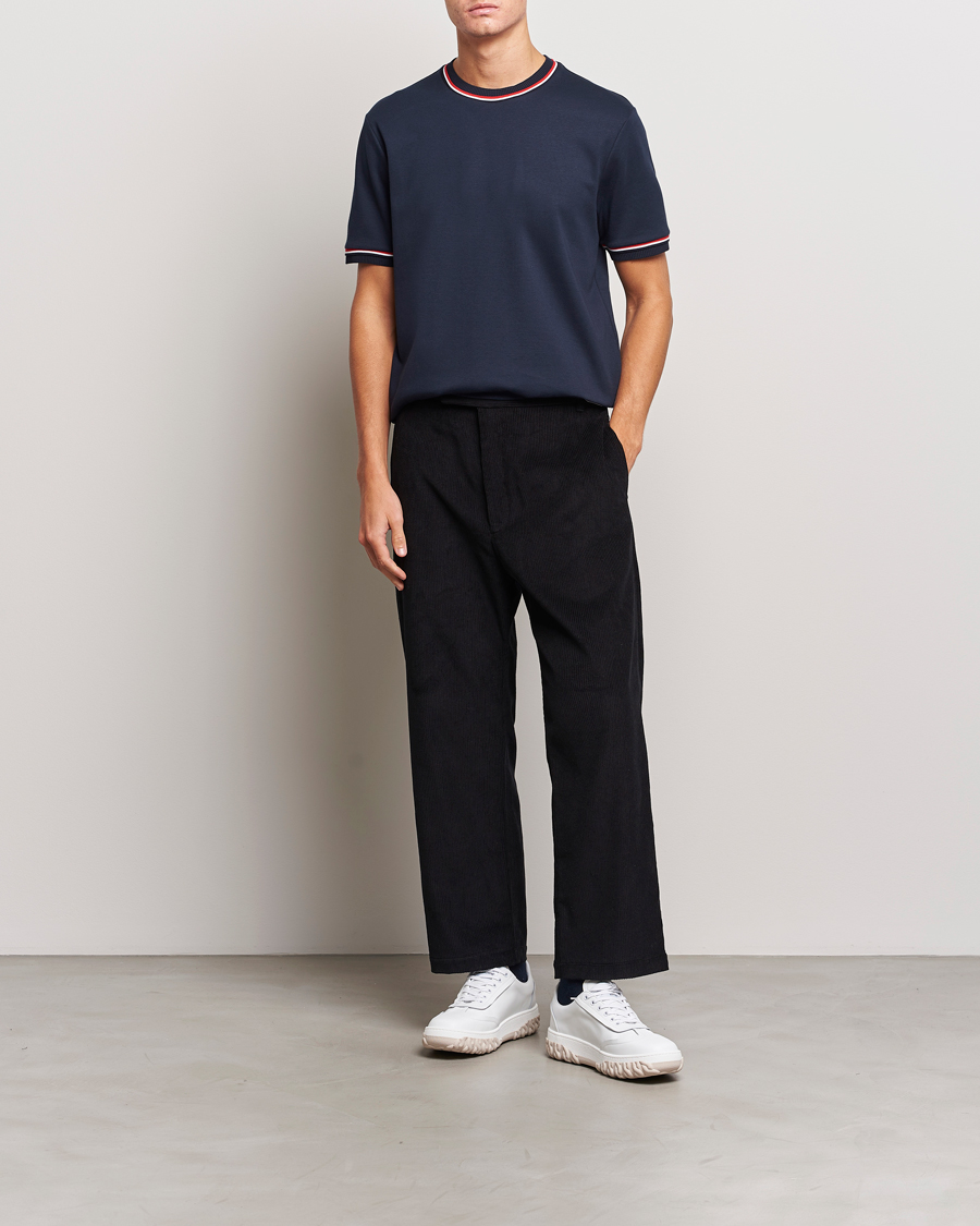 Men | T-Shirts | Thom Browne | RWB Stripe Short Sleeve T-Shirt Navy