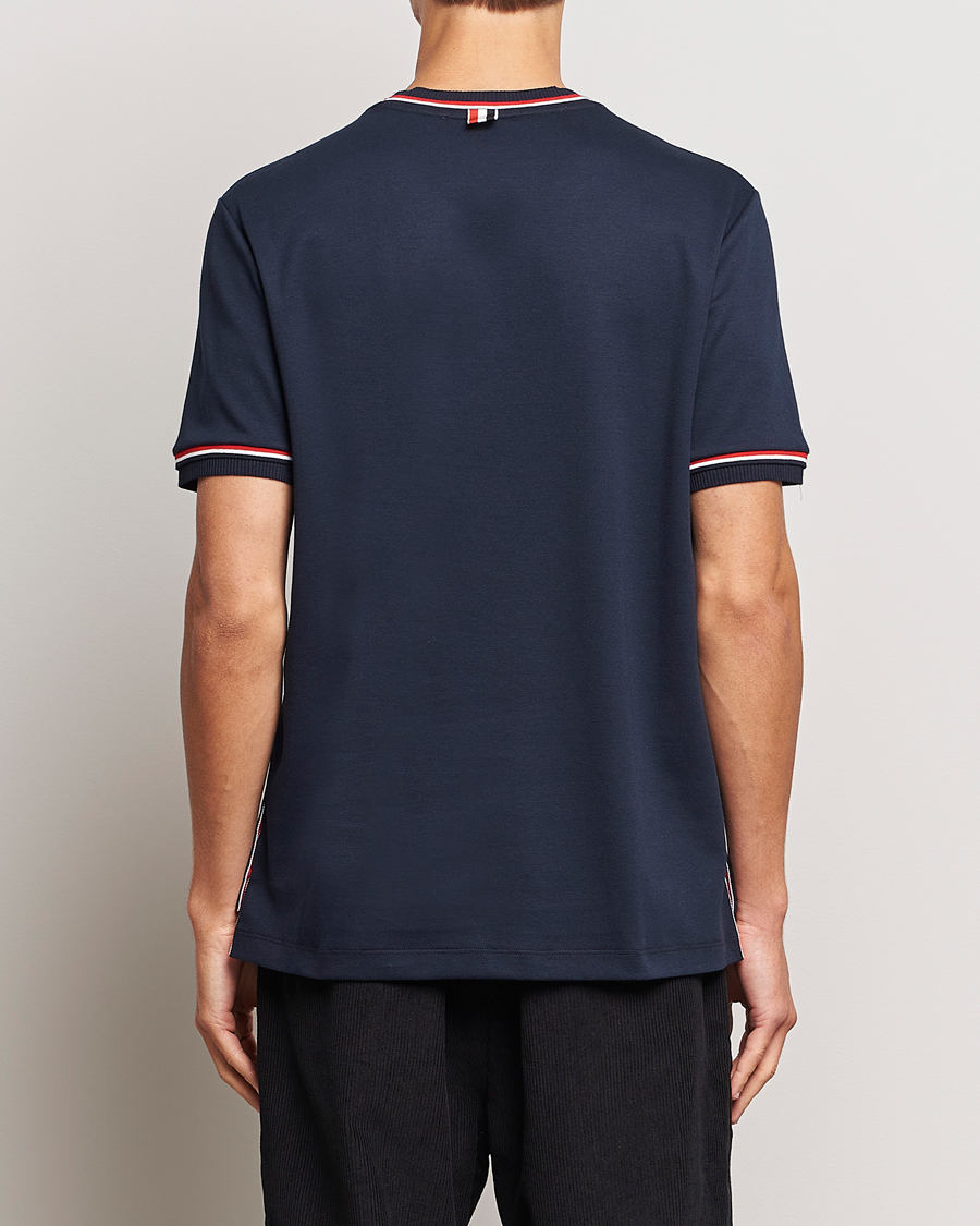 Men | T-Shirts | Thom Browne | RWB Stripe Short Sleeve T-Shirt Navy