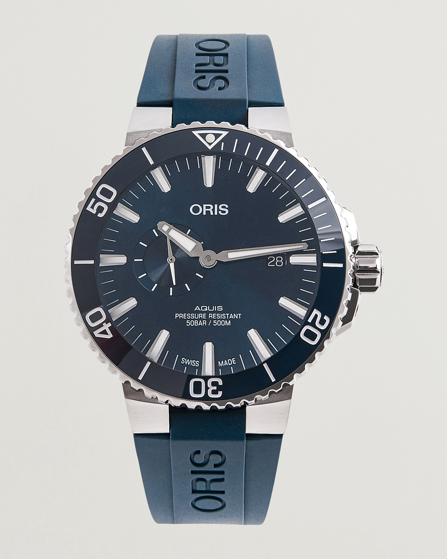 Men | Oris Aquis Small Second 45,5mm Rubber Bracelet Blue | Oris | Aquis Small Second 45,5mm Rubber Bracelet Blue