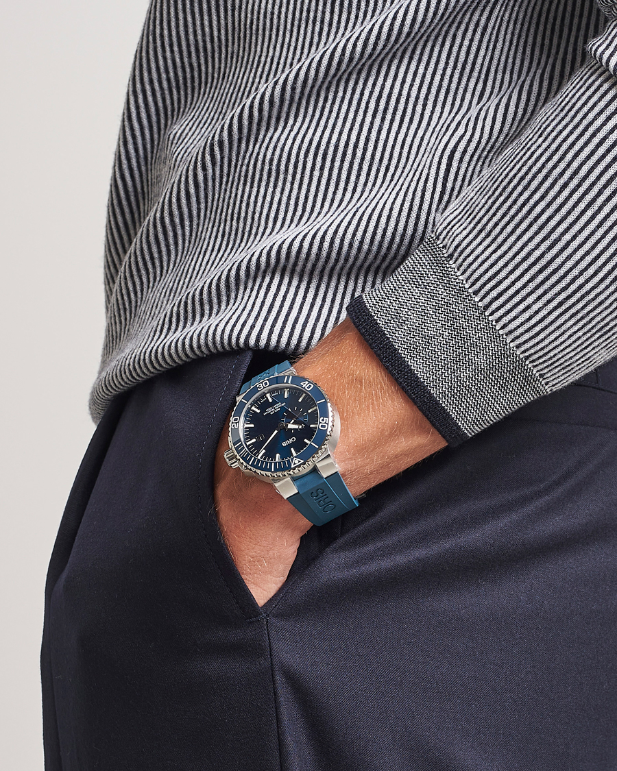 Men | Oris Aquis Small Second 45,5mm Rubber Bracelet Blue | Oris | Aquis Small Second 45,5mm Rubber Bracelet Blue